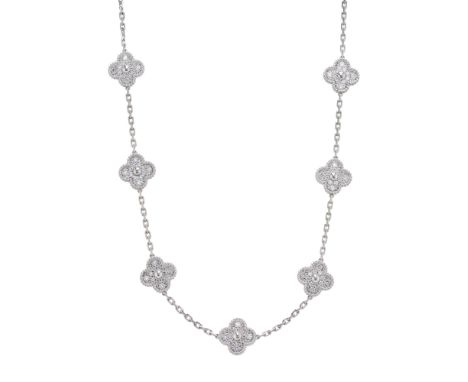 Van Cleef & Arpels, an 18ct gold brilliant-cut diamond Vintage Alhambra necklace, designed as a series of ten pave-set diamon