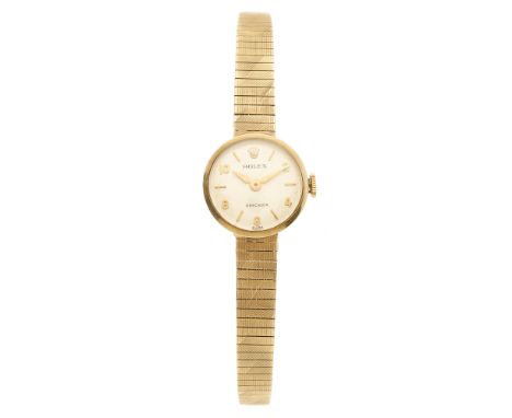 Rolex, a 9ct gold Precision bracelet watch, signed manual wind movement calibre 1401, case numbered 22448, hallmarks for Lond
