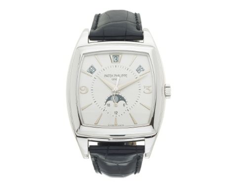 Patek Philippe, an 18ct gold Gondolo Calendario annual calendar wrist watch, reference 5135G-001, signed automatic movement c