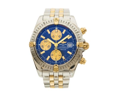 Breitling, a stainless steel and 18ct gold Chronomat Evolution bracelet watch, reference B13356, signed automatic movement ca