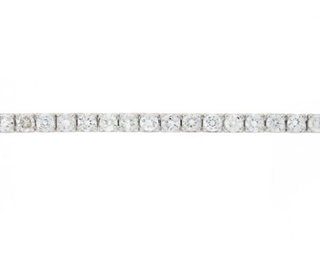 An 18ct gold brilliant-cut diamond line bracelet, with push-piece clasp, estimated total diamond weight 5ct, I-J colour, SI2-