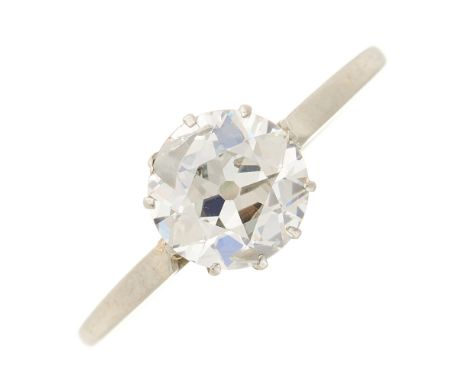 An early 20th century platinum circular-cut diamond single-stone ring, diamond estimated weight 1.50ct, K-L colour, P2 clarit