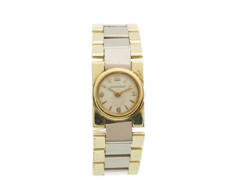 Jaeger-LeCoultre, a mid 20th century 18ct bi-colour gold bracelet watch, signed manual wind movement, 15mm excluding the crow