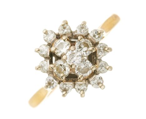 An 18ct gold brilliant-cut diamond cluster dress ring, estimated total diamond weight 0.50ct, partial hallmarks for 18ct gold