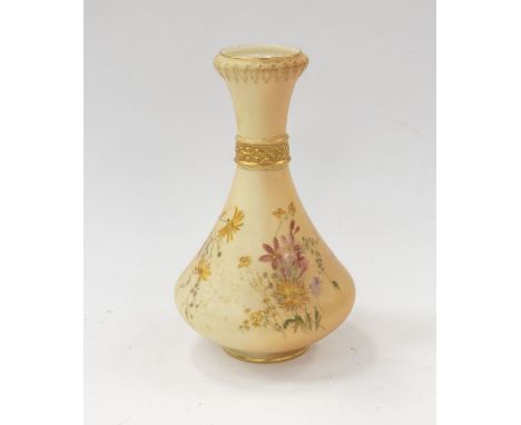 A Royal Worcester early 20th Century blush ivory floral vase