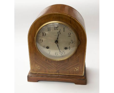 Edwardian Mahogany Domed 8 day mantle clock, Arabic numerals
