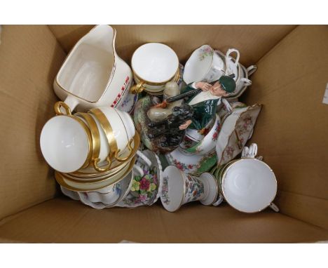 A collection of ceramic items, including a Paragon Rockingham design tea service