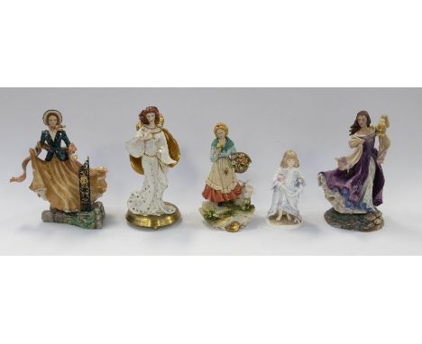 Five lady figures including Royal Worcester