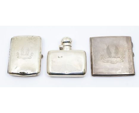 A collection of silver to include: a late Victorian small hip flask, plain body, hallmarked by Frederick C Ashman, Sheffield,