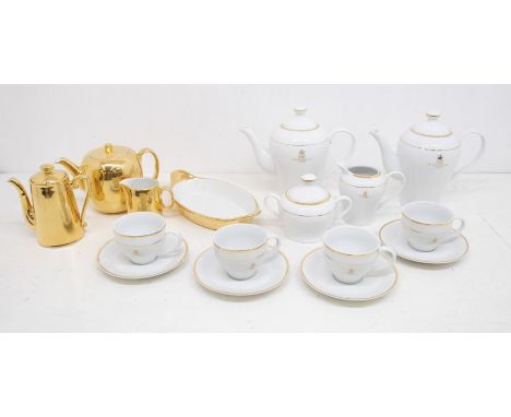 Queens Golden Jubilee tea/coffee set along with Royal Worcester tea and dinner items, gilt with gold ground detail