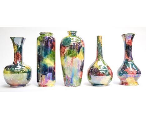 Hancock &amp; Sons Corona wares including five vases, various sizes and statures