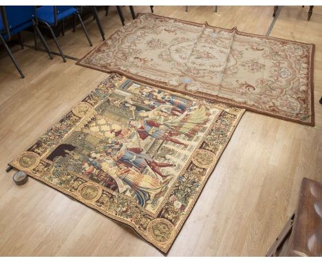 Wall hanging medieval tapestry along with mid 20th century tapestry rug - 240cm x 150cm &amp; 130cm x 150cm