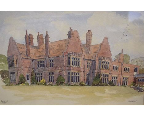 Signed print of Daneshill 1993 by John Whurr along with watercolour of four local public houses by John Whurr. Sizes: Daneshi