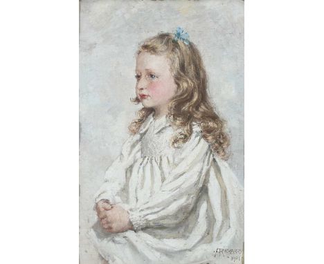 Anna Richards Brewster (American 1870-1952)Portrait of Miss Coole, seated wearing a white dressSigned and dated ARICHARDS/190