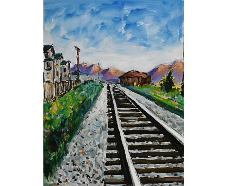 Bob Dylan (American b.1941)Train Tracks (Blue)Signed and numbered 243/295 Bob Dylan (in pencil to margin), and with Washingto