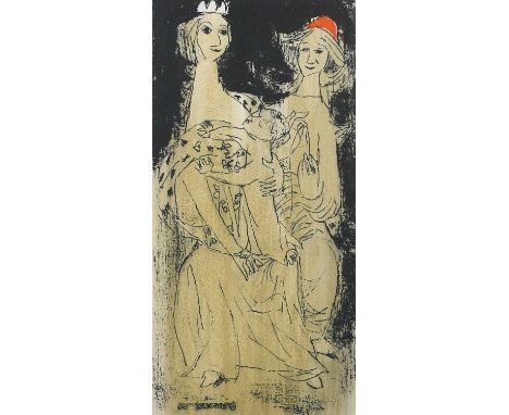 Φ Louis Le Brocquy (Irish 1916-2012) The Holy Family, a Christmas cardLithograph21.7 x 10.7cmTogether with Patrick Heron (192