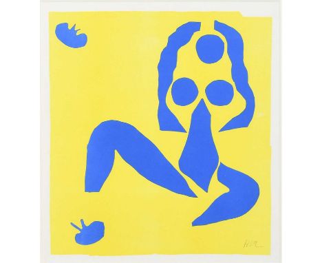 Φ Henri Matisse (French 1869-1954)Nu Bleu sur Fond JauneColour lithograph, created and editioned at Mourlot Studio, Paris, 19