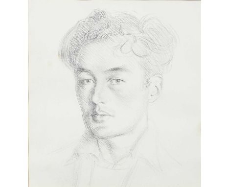 Φ Edward Hill Lacey (1892-1967)Portrait of John Marshall (1911-1995)Black chalk26 x 24.2cmProvenance:John Marshall (1911-1995