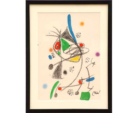 JOAN MIRO, 'Untitled Maravillas suite', lithograph, signed in the plate, 1975, 48cm x 34cm, framed. (Subject to ARR - please 