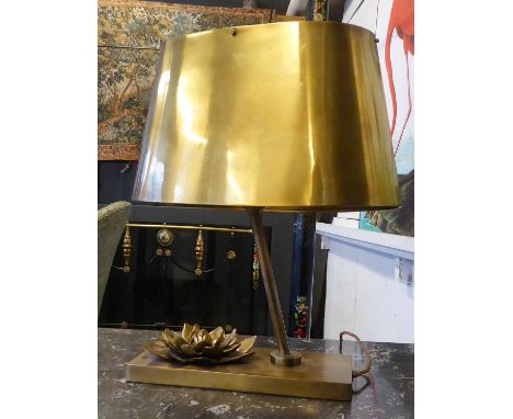 TABLE LAMP, 1960's French style, brass with flower detail, 50cm H.