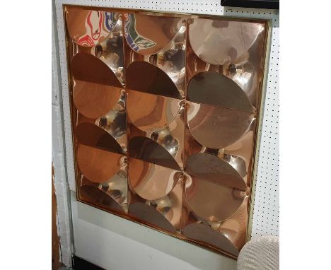 WALL PANEL, vintage 1970's, in later frame, 90.5cm x 90.5cm.  (slight faults)