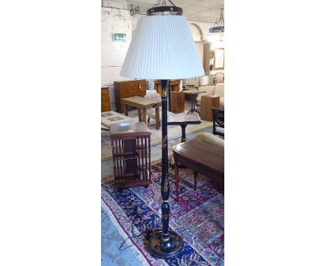 STANDARD LAMP, early 20th century Chinoiserie decorated and black lacquered with a cream shade, 183cm H including shade. (wit