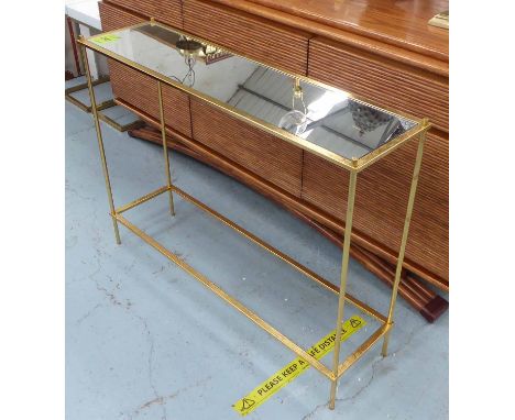 CONSOLE TABLE, 1960's French inspired, gilt with mirrored top, 102cm x 27.5cm x 76.5cm approx.