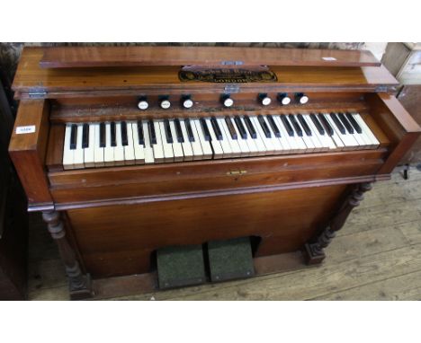 A mahogany J. Reed, London, pedal harmonium organ