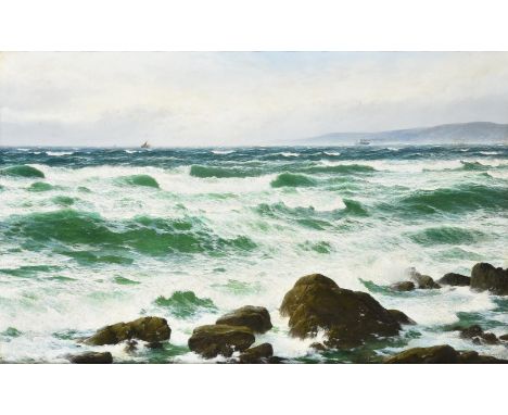 David James (British 1853-1904)The Tide Race Macrahanish Bay, Campbeltown Oil on canvasSigned and dated 90 (lower right); fur