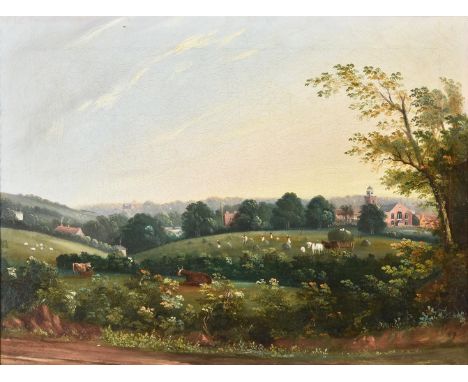 English School (circa 1800)Whitehaven harbourOil on canvas33 x 46cm (12 x 18 in.) Together with a landscape with figures haym
