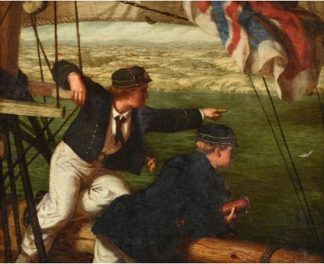 Philip Richard Morris (British 1836-1902) Land A Hoy!Oil on canvas Signed with initials and dated 64 (lower right)44.5 x 53.5