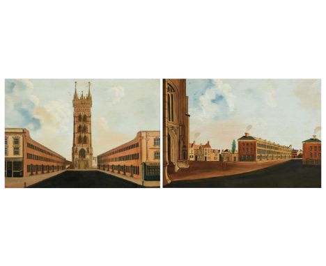 English School (circa 1800)Two views of St. Mary Magdalene Church TauntonOil on board, a pairEach 30 x 44cm (11¾ x 17¼ in.) (
