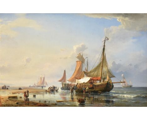 Carl Fredrick Sørensen (Danish 1818-1879)Landing the CatchOil on canvasSigned and dated 1853 (lower left)65 x 102cm (25½ x 40