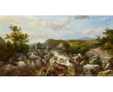 John Brandon Smith (British 1848-1884)Highland river landscapeOil on canvasSigned (lower left)73 x 136cm (28½ x 53½ in.)Condi