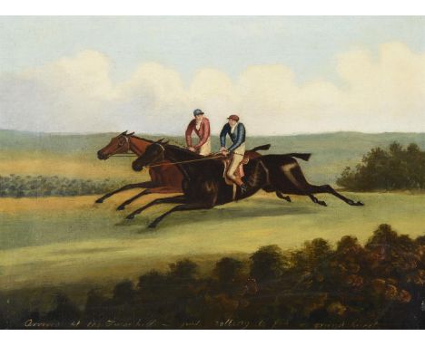 English School (circa 1800)Hambletonian Beating DiamondOil on canvasInscribed Arrived at the Furse hill - just setting to for