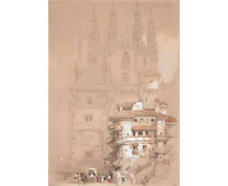 David Roberts (Scottish 1796-1864)Burgos Cathedral, SpainPencil and watercolour heightened with white, on buff paperInscribed