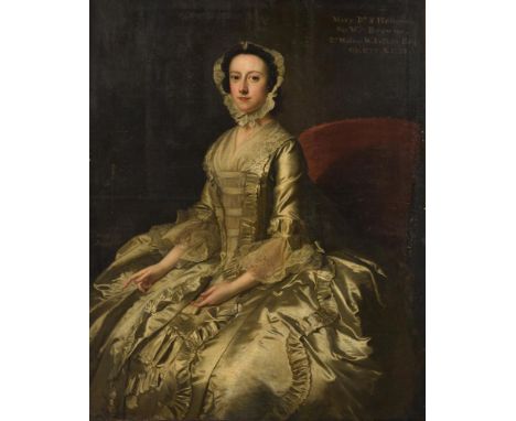 Thomas Hudson (British 1701 - 1779)Portrait of Mary Browne (1721 - 1773)Oil on canvasSigned (lower left); later inscribed wit