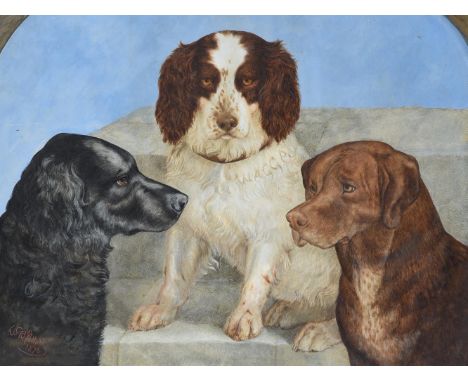 L. S. B Pollock (British 19th century)Tsar, Wagga, and SultanWatercolour and bodycolourSigned and dated 1876 (lower left); in