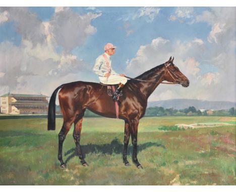 Pongracz Ignac (Hungarian 20th Century)Portrait of the race horse SachertorteOil on canvasIndistinctly signed, inscribed, and