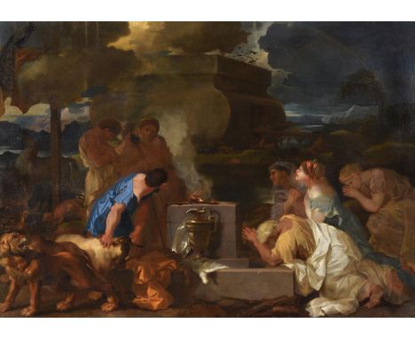 After Sébastien BourdonThe Sacrifice of Noah Oil on canvas 70.5 x 99cm (27¾ x 38¾ in.)Provenance:Private collection of the Ea