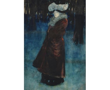 French School (19th century)Woman in a fur collared coatWatercolour42 x 29cm (16½ x 11¼ in.)Exhibited: Hazlitt, Gooden and Fo