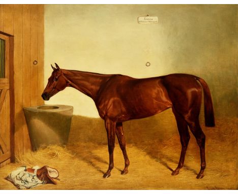 Emil Adam (German 1843-1924)Portrait of the race horse, KincsemOil on canvasSigned and dated 1895 (lower right), extensively 