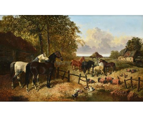 John Frederick Herring Junior (British 1815-1907)A Peaceful Day In The FarmyardOil on canvasSigned (lower left)55 x 90cm (21½