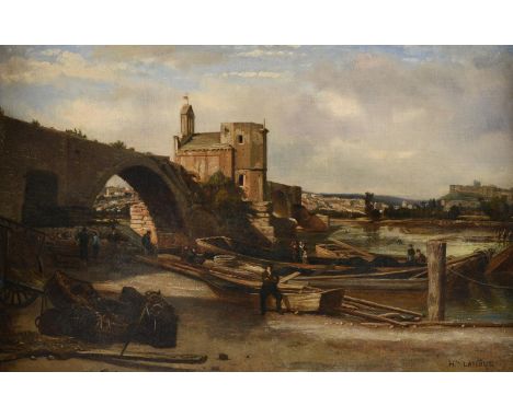 Felix-Hippolyte Lanoue (French 1812-1872)Pont Saint-Bénézet (Pont d'Avignon), AvignonOil on canvasBears signature (lower righ