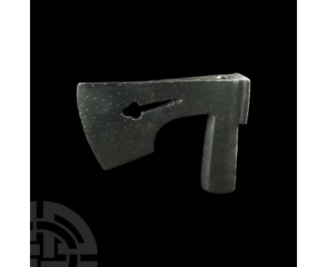 13th-14th century A.D. A Mazovian or Teutonic Order war axe, hand-forged with rectangular-section socket and expanding bearde
