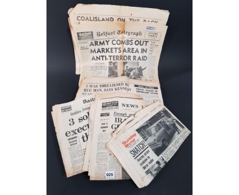 LARGE QUANTITY OF NORTHERN IRELAND TROUBLES NEWSPAPERS FROM THE 1970'S ALL OF WHICH HAVE BRITISH ARMY OR RUC ARTICLES