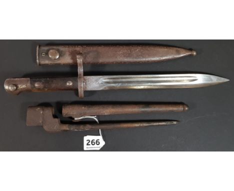 BRITISH WW2 SPIKE BAYONET AND OTHER BAYONET AND SCABBARD