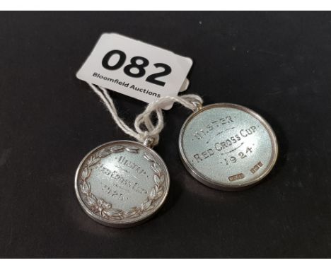 2 SILVER MEDALS TO MRS M MCMASTER BELFAST V.A.O NO.2 ULSTER RED CROSS CUP 1924 AND 1926.&nbsp; THE LADY'S NAME WAS MARGARET M
