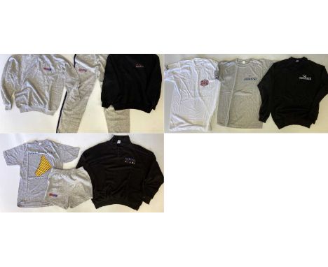 Paul McCartney branded promotional clothing to include: Press to Play jumper (sizing label illegible), Tug of War shorts (XL)