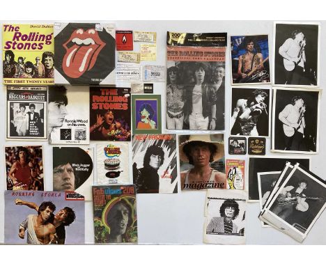 Collection of Rolling Stones memorabilia: 'Flashpoint' matchbook, seven assorted ticket stubs, 1969 'Fabulous' magazine, 'Mic